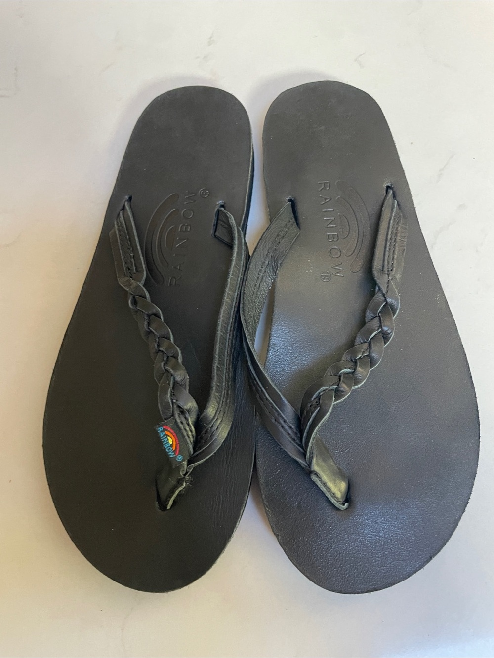 Rainbow Women’s Black Braided Leather Sandals 6.5/7
